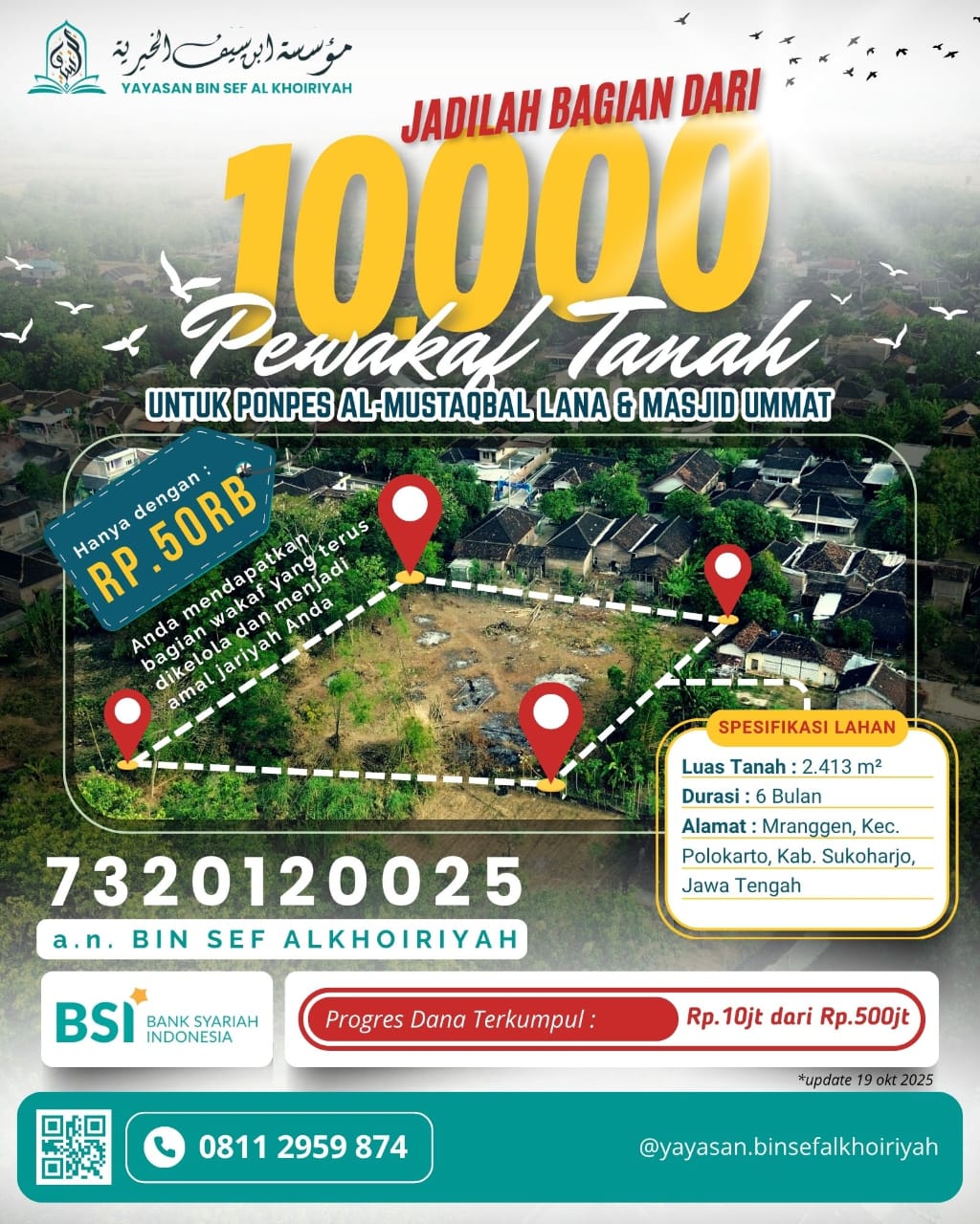🌿 Jadilah Bagian dari 10.000 Pewakaf Tanah! Hanya dengan Rp50.000🌿